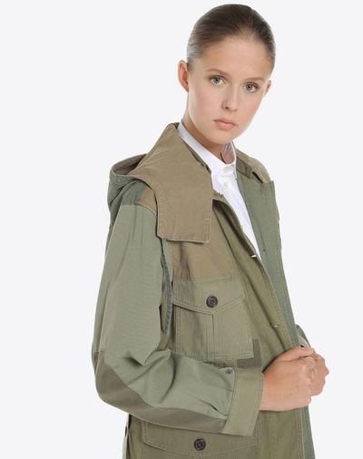 Shop Valentino Patch Army Jacket In Military Green