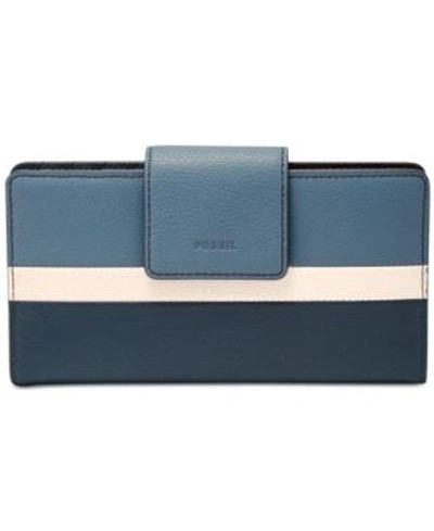Shop Fossil Emma Rfid Tab Wallet In Blue Multi