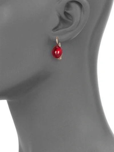 Shop Pomellato Rouge Passion Burma Cabochon Drop Earrings In Dark Red