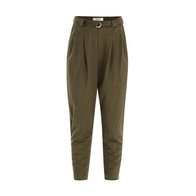 Shop Paisie Peg Leg Trousers With D-ring Belt In Green