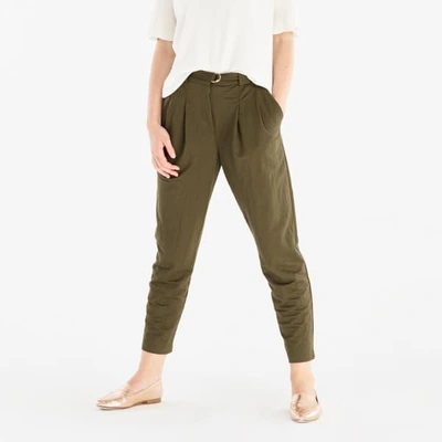 Shop Paisie Peg Leg Trousers With D-ring Belt In Green
