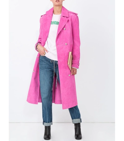 Shop Calvin Klein 205w39nyc Pink Suede Trench Coat