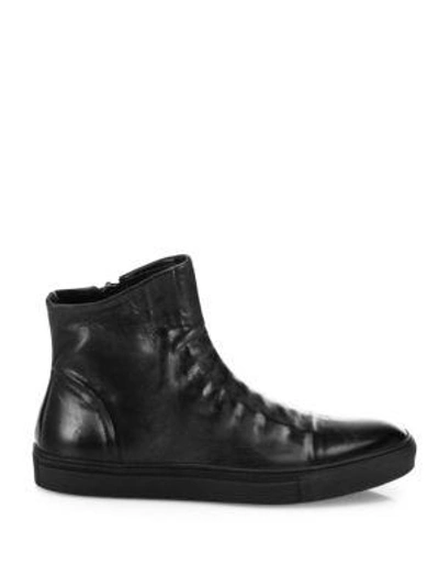 Shop John Varvatos Reed Ghosted Leather High Top Sneakers In Dark Charcoal