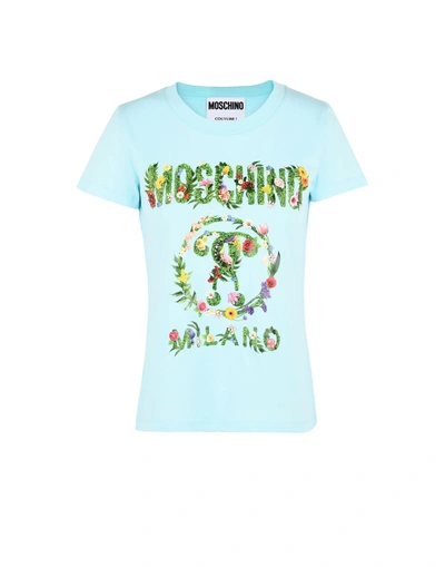 Shop Moschino Short Sleeve T-shirts In Sky Blue