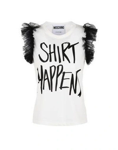 Shop Moschino Sleeveless T-shirts In White