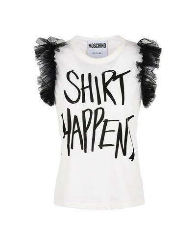 Shop Moschino Sleeveless T-shirts In White