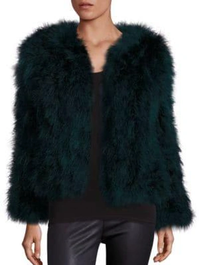 Shop Pello Bello Fluffy Feather Jacket In Forest Green