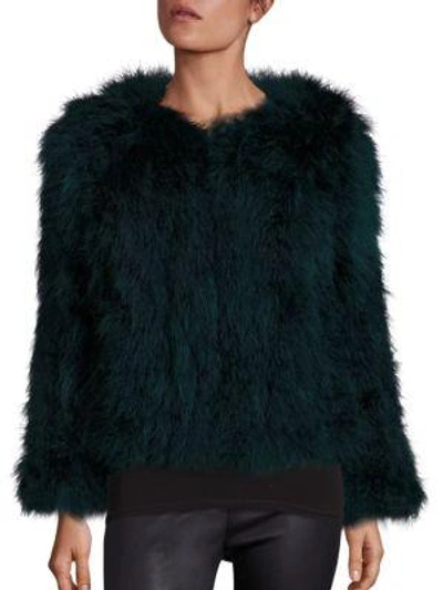 Shop Pello Bello Fluffy Feather Jacket In Forest Green
