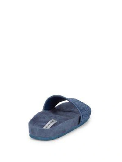 Shop Saks Fifth Avenue Braided Suede Slides In Pewter