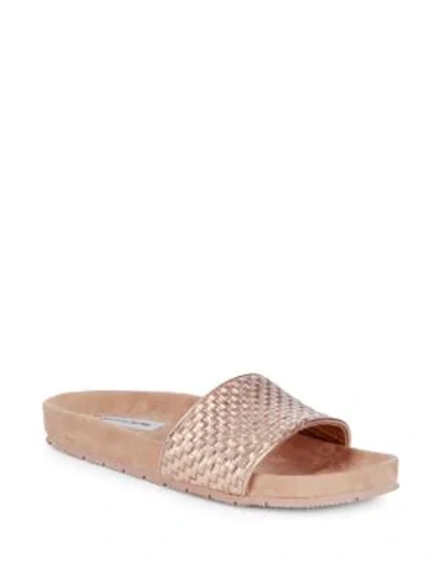 Shop Saks Fifth Avenue Braided Suede Slides In Rose Gold