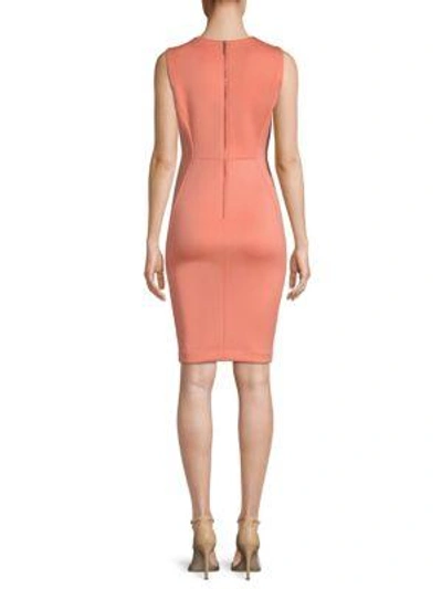 Shop Calvin Klein Sleeveless Bodycon Dress In Peach