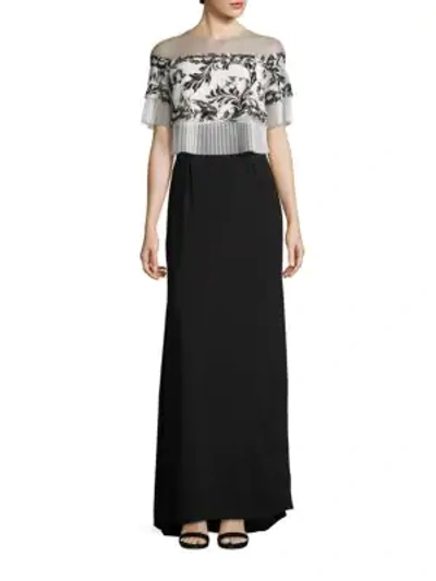Shop Tadashi Shoji Embroidered Tulle Top Gown In Wisteria