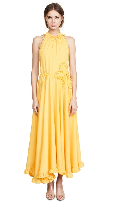 Shop Marianna Senchina High Neck Gown In Yellow