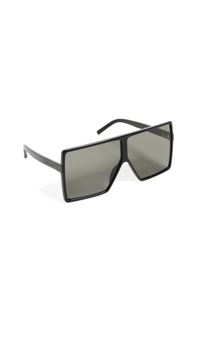 Shop Saint Laurent Sl 183 Betty Sunglasses In Black/solid Grey