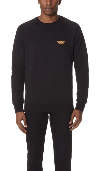 Shop Bricktown Hot Dog Crew Neck Sweatshirt In Black