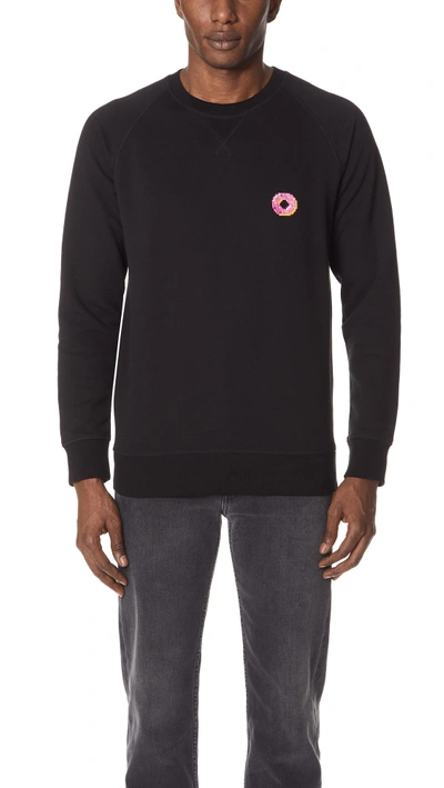 Shop Bricktown Donut Crew Neck Sweatshirt In Black