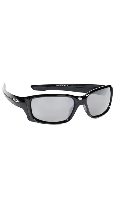 Shop Oakley Straightlink Prizm Polarized Sunglasses In Black/black