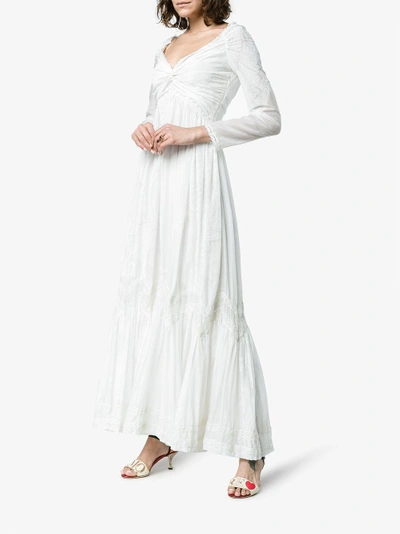 Shop Etro Silk Cotton Blend Maxi Dress In White