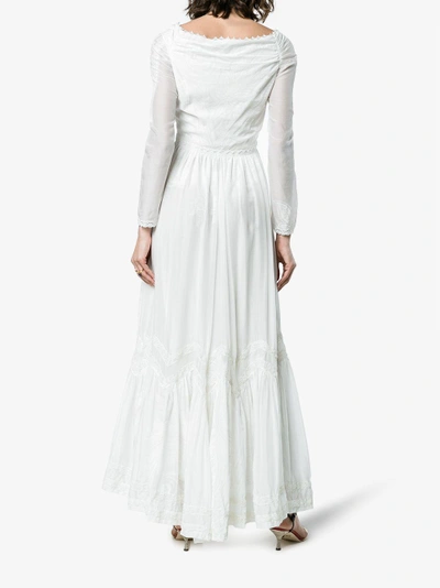 Shop Etro Silk Cotton Blend Maxi Dress In White