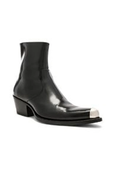 Calvin Klein 205W39Nyc Chris Metal Toe Cap Leather Western Boots In Black |  Modesens
