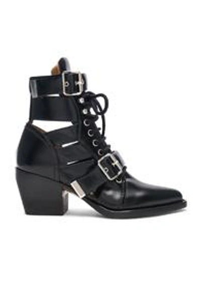 Shop Chloé Rylee Leather Lace Up Buckle Boots In Black