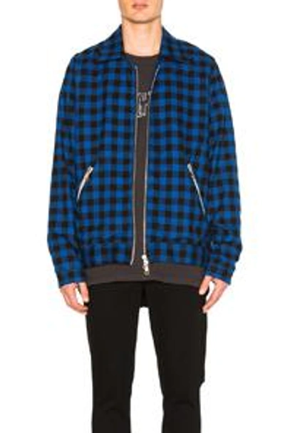 Shop Rhude Trapper Jacket In Blue,checkered & Plaid