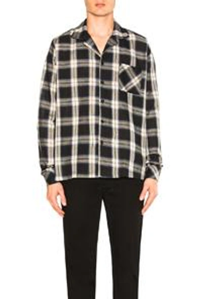 Shop Rhude Pajama Shirt In Black,checkered & Plaid