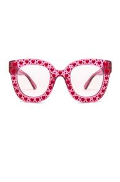 Shop Gucci Hearts Sunglasses In Pink,red