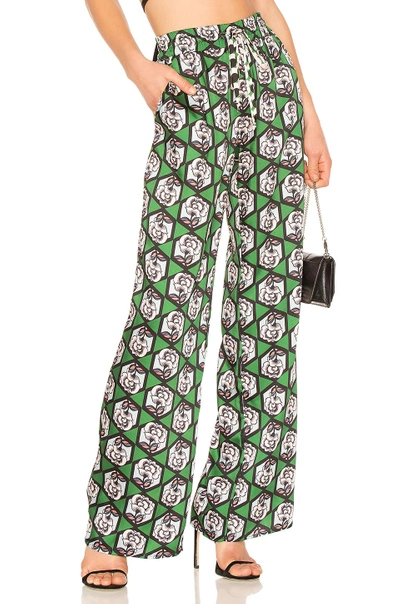 Shop Milly Hexagon Floral Print Pant In Green
