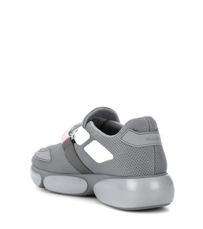 Shop Prada Cloudbust Leather-trimmed Mesh Sneakers In Grey