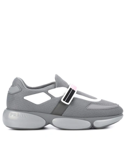 Shop Prada Cloudbust Leather-trimmed Mesh Sneakers In Grey