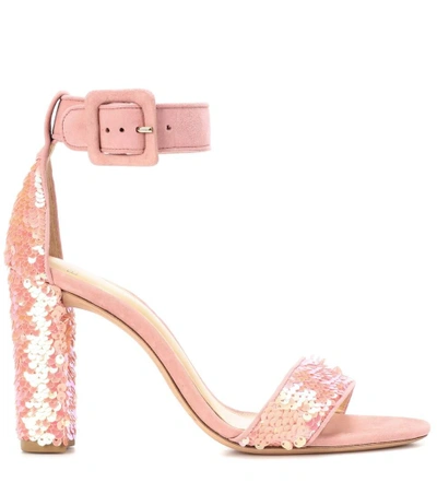 Shop Alexandre Birman Delfinna Disco 90 Sequined Sandals In Pink