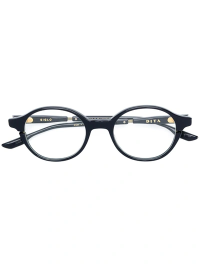Shop Dita Eyewear Siglo Round Frame Glasses - Blue