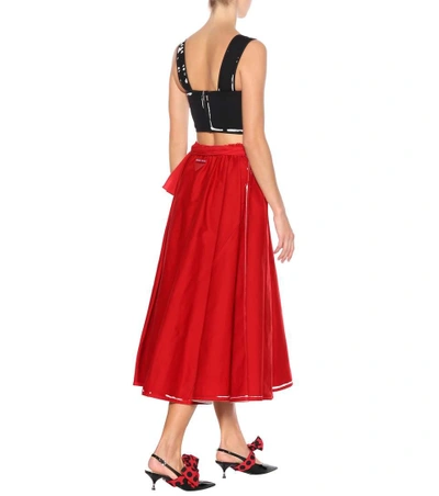 Shop Prada Cotton Skirt In Red