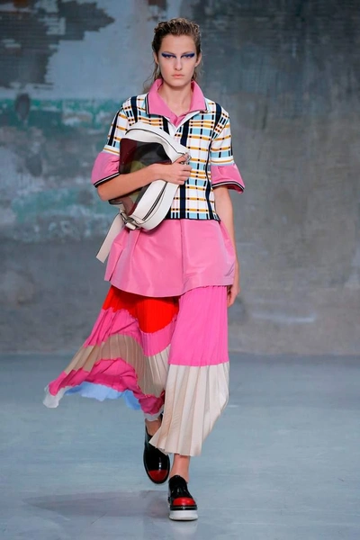 Shop Marni Silk-blend Pleated Skirt