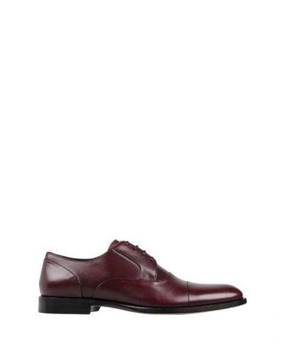 Shop Dolce & Gabbana Man Lace-up Shoes Burgundy Size 6.5 Calfskin In Red