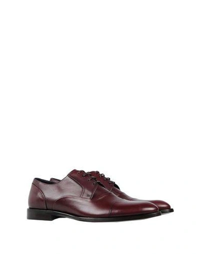 Shop Dolce & Gabbana Man Lace-up Shoes Burgundy Size 6.5 Calfskin In Red