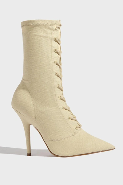 Shop Yeezy Lace Up Ankle Boots In Beige
