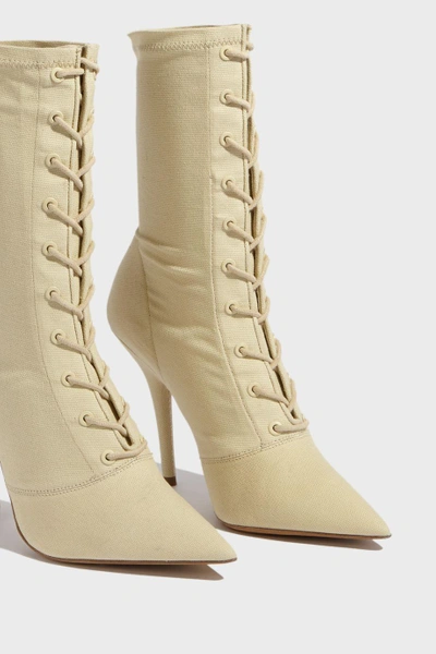Shop Yeezy Lace Up Ankle Boots In Beige
