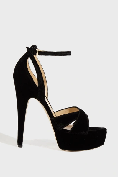 Shop Chloe Gosselin Opia Velvet Platform Sandals In Black