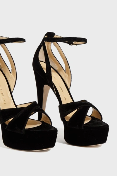 Shop Chloe Gosselin Opia Velvet Platform Sandals In Black