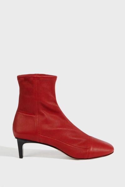 Shop Isabel Marant Daevel Leather Ankle Boots In Red
