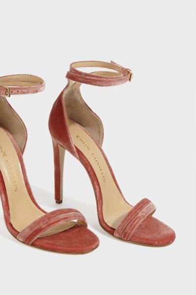 Shop Chloe Gosselin Narcissus Velvet Sandals In Pink