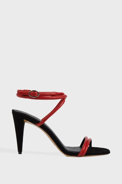 Shop Isabel Marant Abigua Heeled Leather Sandals In Red