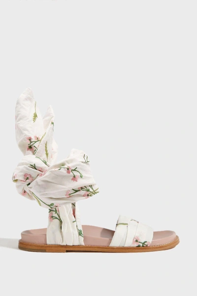 Shop Marques' Almeida Floral Wrap Sandals In White