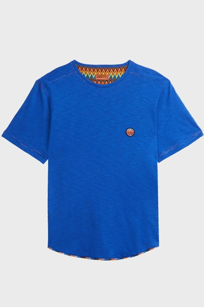 Shop Missoni Zigzag Trim T-shirt In Blue