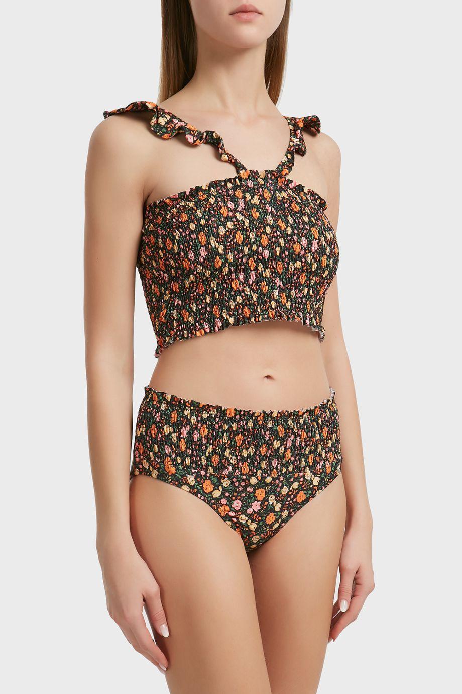 Ganni Ipanema Floral-printed Bikini In Black | ModeSens