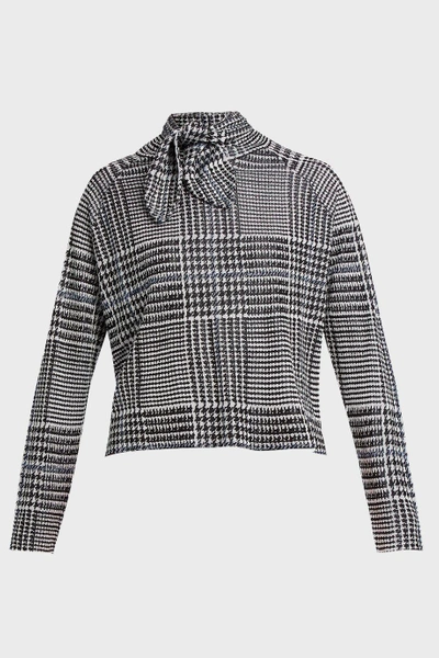 Shop Paper London Prince Checked Knitted Top In Grey
