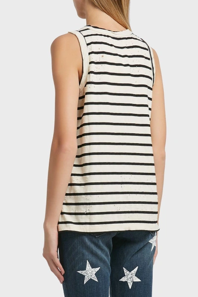 Shop Current Elliott Muscle Stripy Cotton-blend Tank, 2 In Stripes