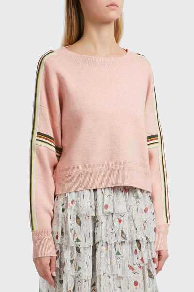 Shop Isabel Marant Étoile Kao Striped Cotton And Wool-blend Jumper, Fr42 In Pink